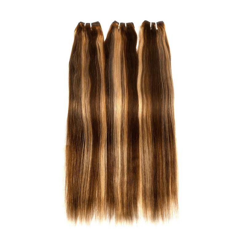 #4/27 Honey Blonde Highlight Natural Straight Virgin Human Hair Bundles